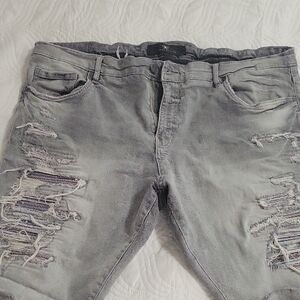 Jordan Craig Gray Distressed Jean Shorts